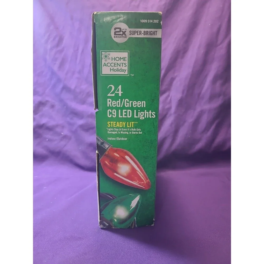 New Home Accents Holiday Red/Green C9 LED Steady Lit Super Bright Lights
